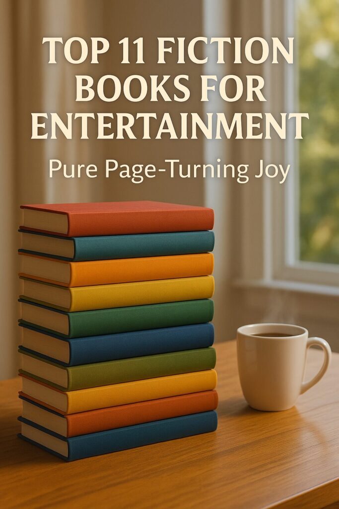 Stack of entertaining fiction books